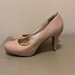 Nude closed toe heels